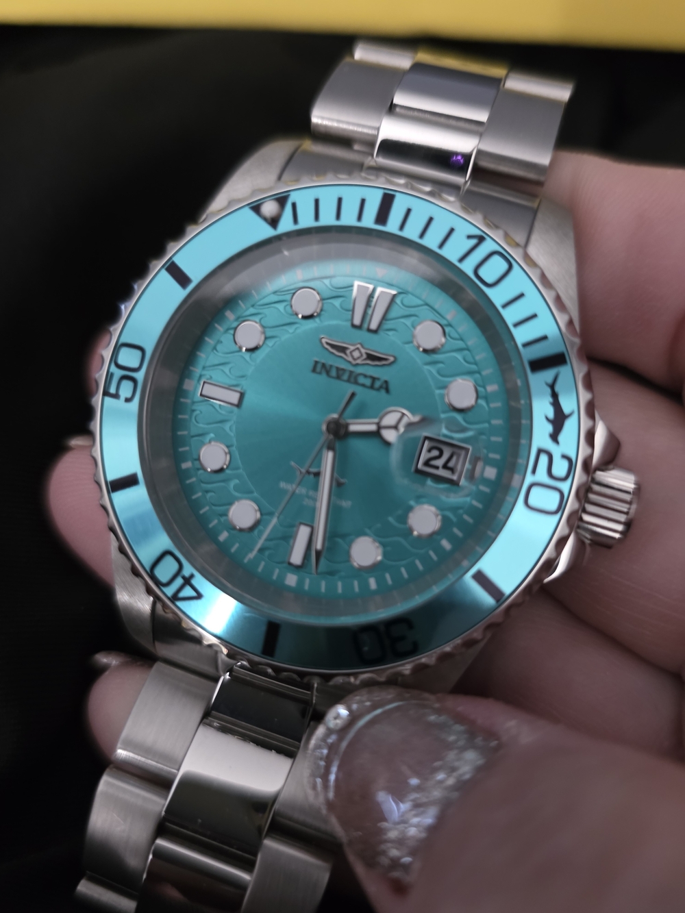 Invicta Turquoise Dial Stainless Steel Dive Watch